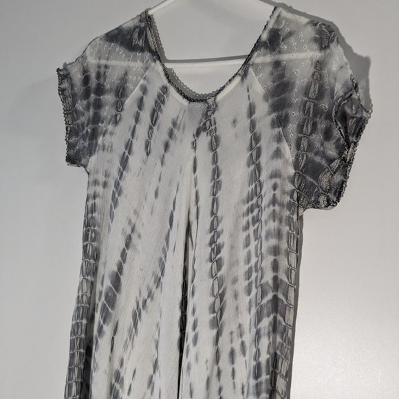 Embroidered Tie Dye Cover Up Grey White Size One Size - Picture 6 of 7